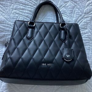 Nine West Black Diamond-Pattern Satchel